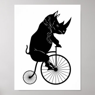 Póster Rinoceronte en bicicleta