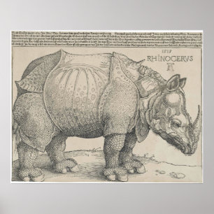 Póster Rinoceronte, grabar en madera de Albrecht Durer