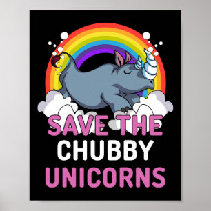 Póster Rinoceronte salva el arcoiris mágico de Chubby Uni