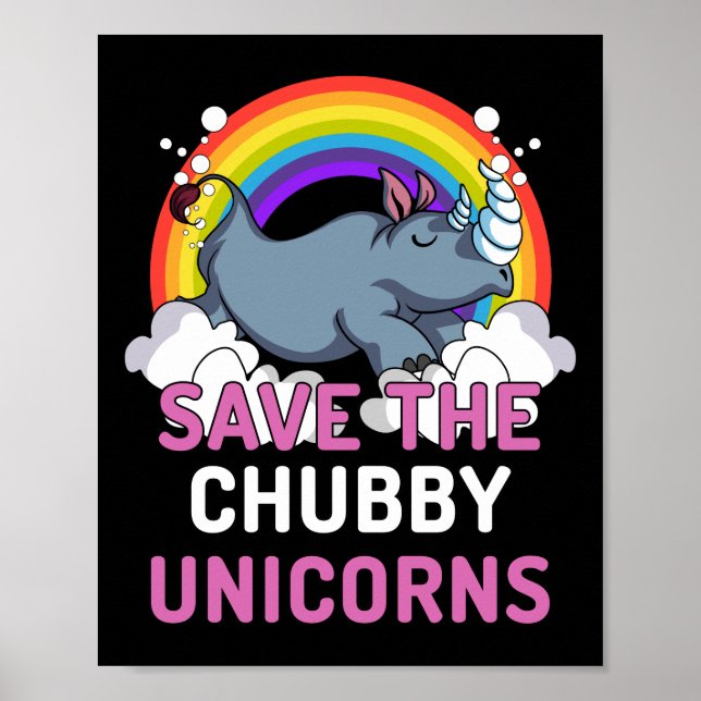 Póster Rinoceronte salva el arcoiris mágico de Chubby Uni (Frente)