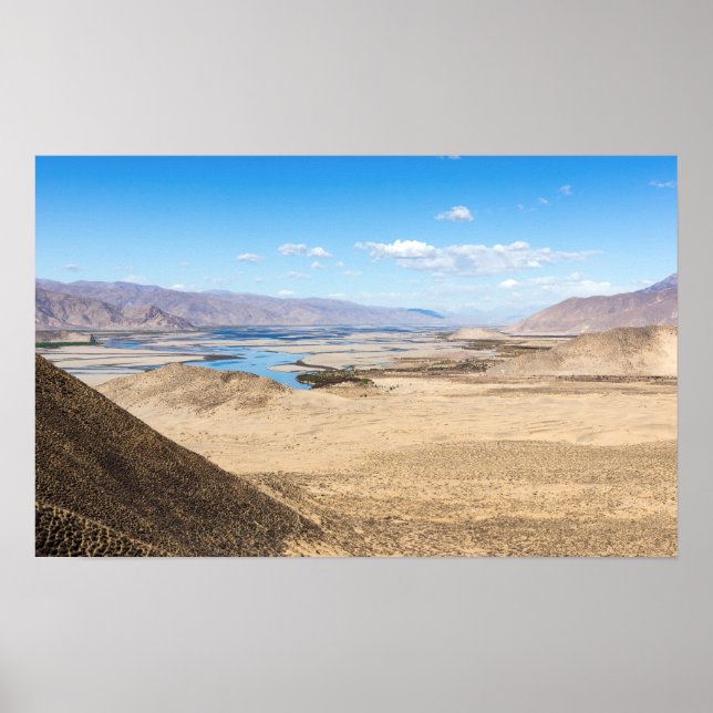 Póster Río Brahmaputra y paisaje del desierto - Tíbet (Frente)
