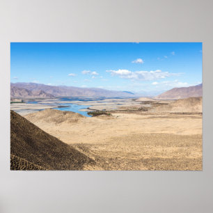 Póster Río Brahmaputra y paisaje del desierto - Tíbet