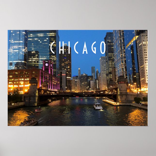 Póster Río Chicago, Poster nocturno (Frente)