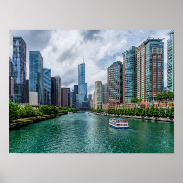 Póster Río Chicago y Torre Trump (Frente)