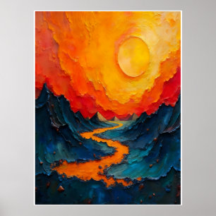 Póster Río de Fuego: Pintura al óleo con impasto