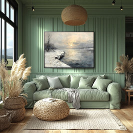 Póster Río de invierno pacífico al amanecer, paleta textu