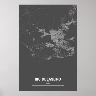 Póster Río de Janeiro, Brasil (blanco sobre negro)
