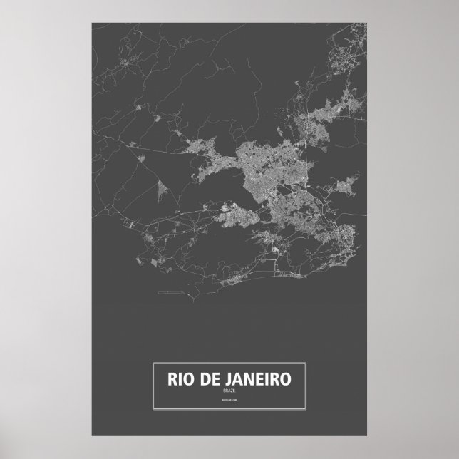 Póster Río de Janeiro, Brasil (blanco sobre negro) (Frente)