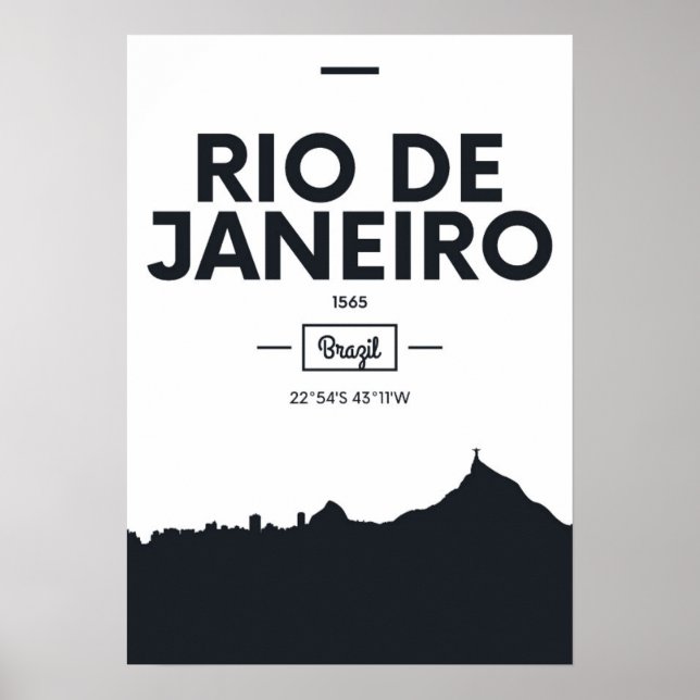 Póster Río de Janeiro, Brasil | Coordenadas urbanas (Frente)