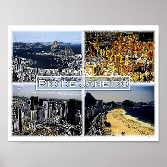 Póster Río de Janeiro - Brasil - Mosaico - (Frente)