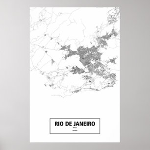 Póster Río de Janeiro, Brasil (negro sobre blanco)