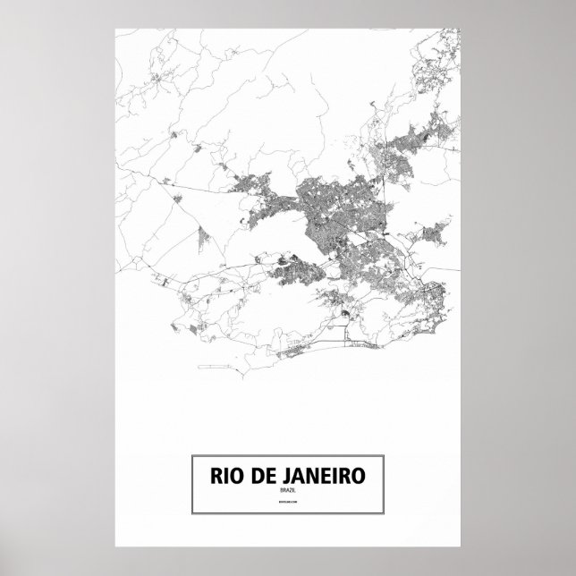 Póster Río de Janeiro, Brasil (negro sobre blanco) (Frente)