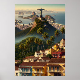 Póster Rio De Janeiro Brazil Vintage Travel Christ vintag