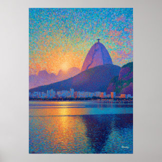 Póster Rio de Janeiro Christ the Redeemer Pointillism Art