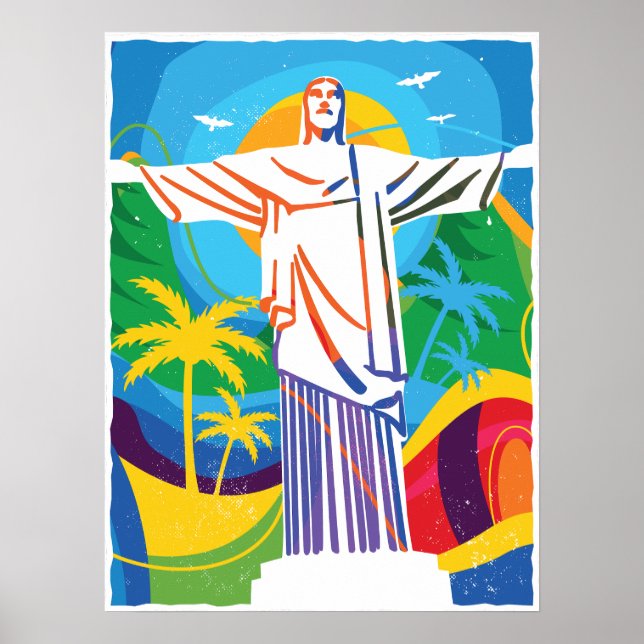 Póster Río de Janeiro Cristo Redentor Brasil colorido (Frente)