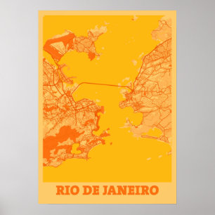 Póster Río de Janeiro - Mapa de la ciudad de atardecer de