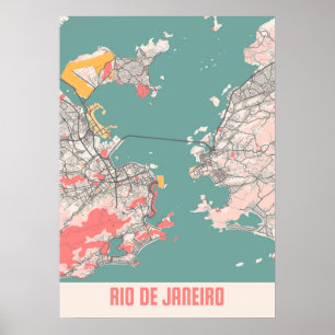 Póster Río de Janeiro - Mapa de la ciudad de Chalk en Bra
