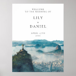 Póster Rio de Janeiro Skyline Wedding Welcome Sign