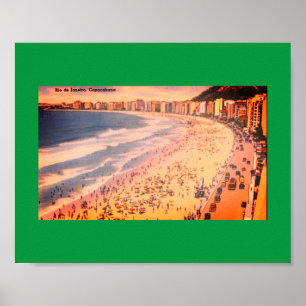 Póster Río de Janeiro, Vintage Copacabana Beach, Brasil