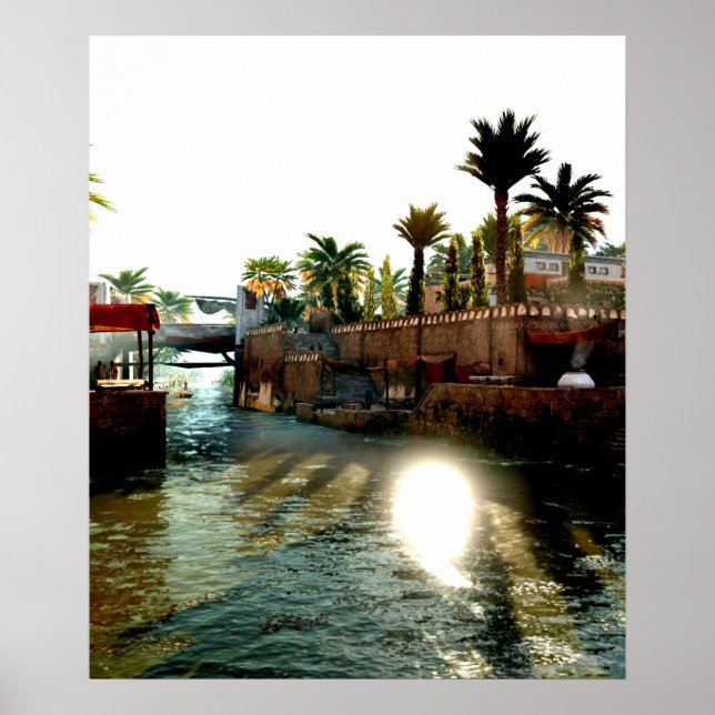 Póster Río de la ciudad antigua de egipto (Frente)