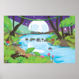 Póster Río de la selva tropical