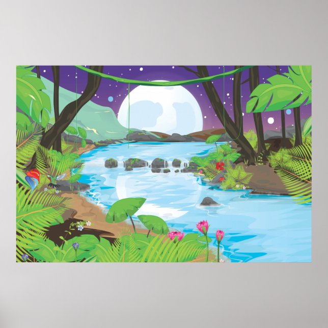 Póster Río de la selva tropical (Frente)