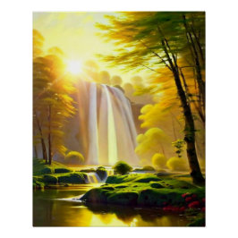Póster Río de los Árboles de Cascadas Sunrise. Un paisaje