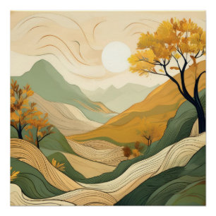 Póster Río de Otoño Serene - Arte paisajístico natural
