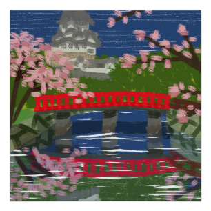 Póster Río del Castillo de Himeji