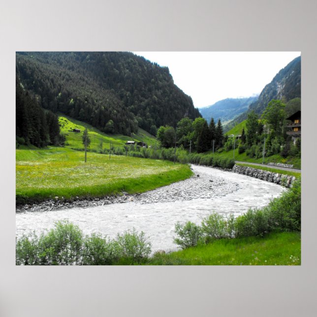 Póster Río en los Alpes suizos (Frente)