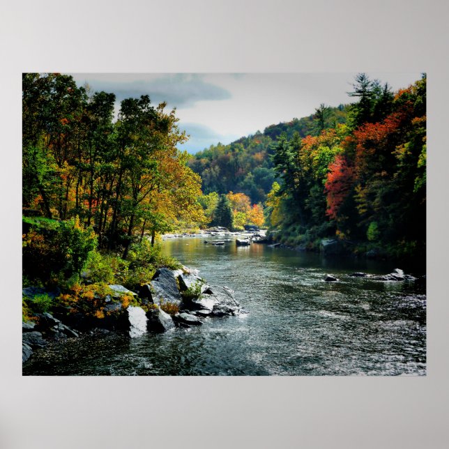 Póster Río en otoño - Ohiopyle, PA (Frente)