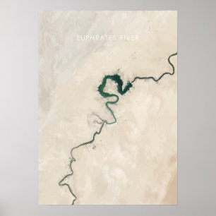 Póster Río Euphrates, Ilustracion de Viajes del Iraq