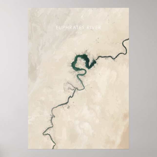 Póster Río Euphrates, Ilustracion de Viajes del Iraq (Frente)