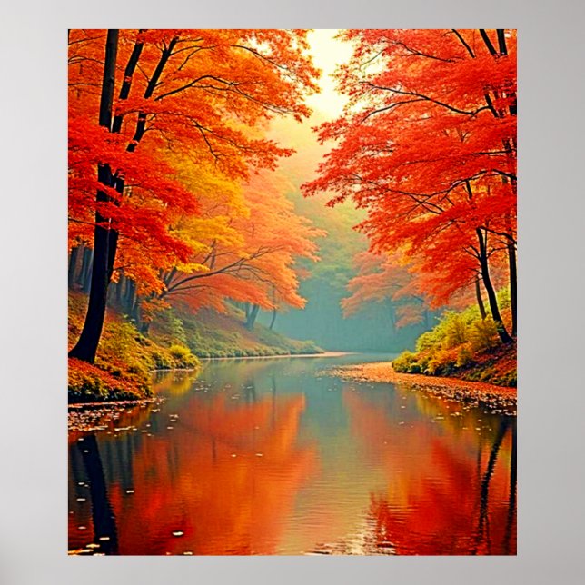 Póster Río Forestal Autumn (Frente)
