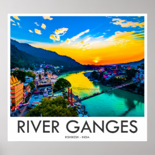 Póster Río Ganges, Rishikesh (India)