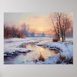 Póster Río Havel helado al atardecer