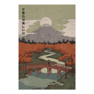 Póster Río Hermoso al Atardecer