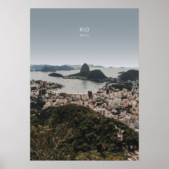 Póster Río, Ilustracion de Viajes de Brasil (Frente)