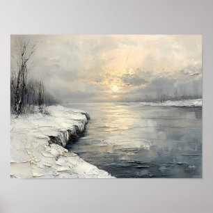 Póster Río invernal pacífico al amanecer, paleta texturiz