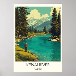 Póster Río Kenai Alaska Pesca Desierto