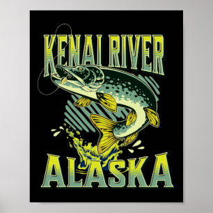 Póster Río Kenai Alaska Vacaciones de Pesca Amante de la 