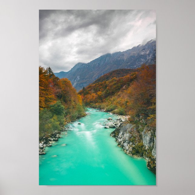 Póster Río mágico Soča día nublado de otoño Eslovenia (Frente)