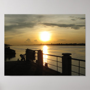 Póster Río Mekong Sunset... Nong Khai, Isaan, Tailandia