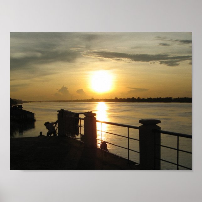 Póster Río Mekong Sunset... Nong Khai, Isaan, Tailandia (Frente)