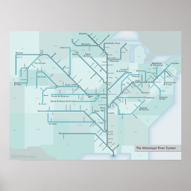 Póster Río Misisipi 18 x 24 (Frente)