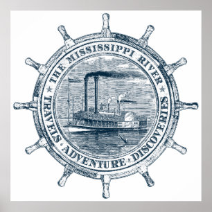 Póster Río Misisipi. Viajes. Aventura. Descubrimientos