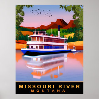 Póster Río Missouri, Montana, Crucero turístico, Viaje