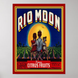 Póster "Rio Moon", anuncio de frutas cítricas de los años