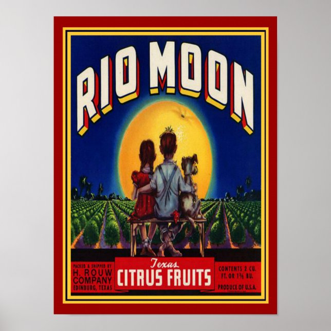 Póster "Rio Moon", anuncio de frutas cítricas de los años (Frente)