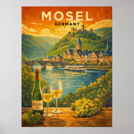 Póster Río Mosela Alemania Viaje Antiguo